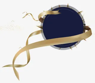 蓝色圆形彩带漂浮边框免抠