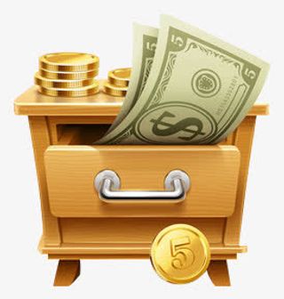 手绘卡通黄色柜子金币免抠