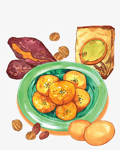 手绘食物红薯柿子谷物免扣免抠