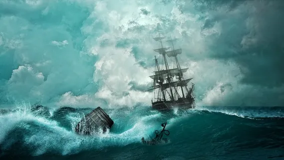 阴天海洋船海浪背景素材高清 阴天海洋船海浪背景素材高清