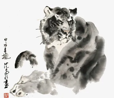 水墨画老虎免抠