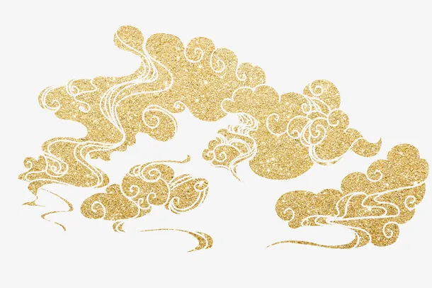 中国风，金色祥云，金箔纹理，装饰元素免抠