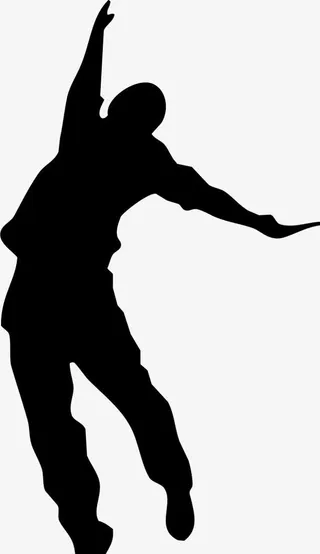 黑色人物手绘青年免抠