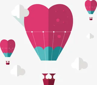 矢量彩色手绘热气球免抠