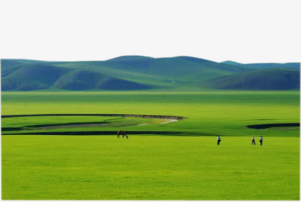 远山草地蒙古草原免抠