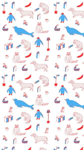 手绘卡通动物树叶壁纸免抠