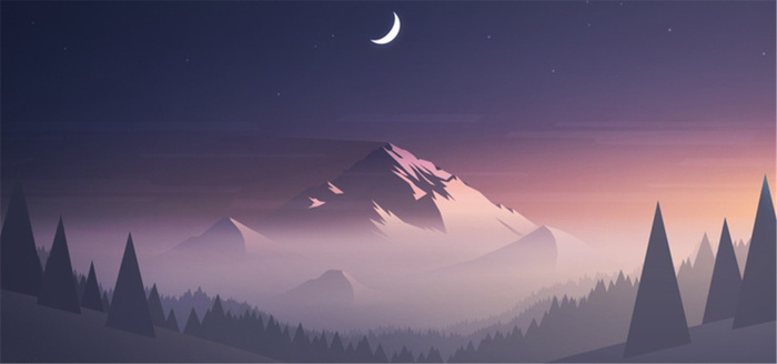 紫色夜晚山野图高清