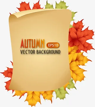 秋天树叶纸张免抠