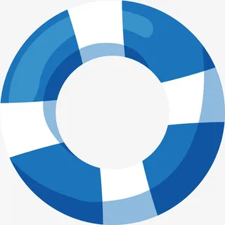 蓝色扁平卡通游泳圈免抠