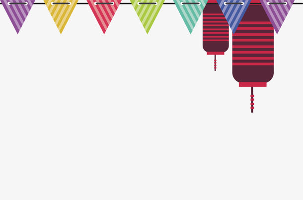 彩色几何三角拉旗免抠