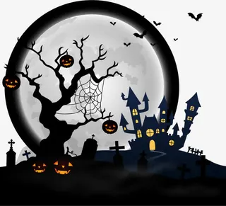 蓝色万圣节海报矢量素材免抠