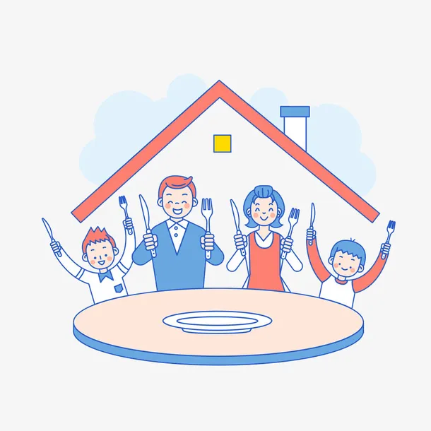 全家吃饭的情景免抠图免抠
