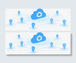 蓝色科技线条小图标白云形状免抠