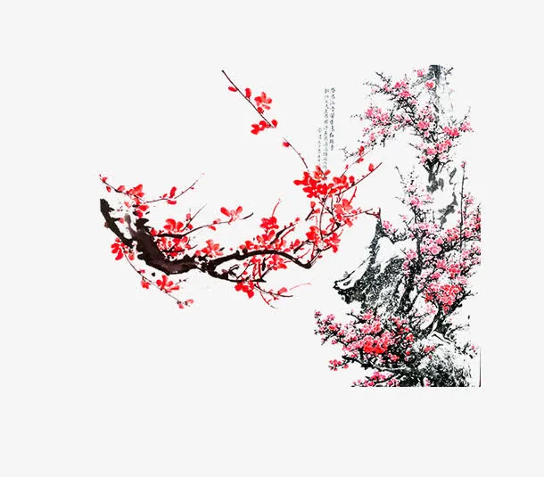 手绘梅树免抠