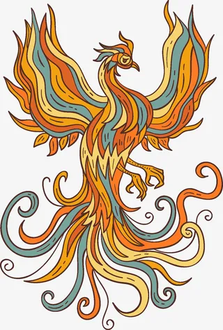 国潮展翅凤凰免抠