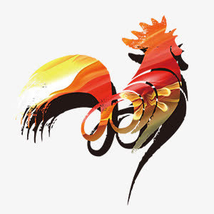 彩色金鸡中国风2017装饰免抠