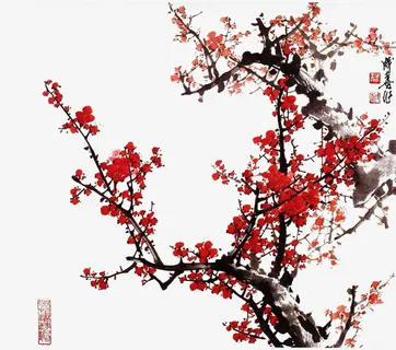 中国风 梅花 书画免抠