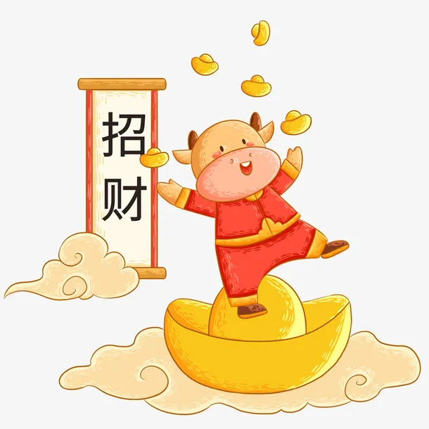 招财进宝福气牛免抠