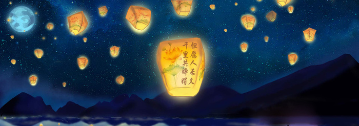 夜色星空天灯背景高清