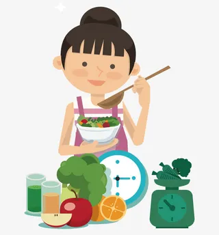 吃饭的卡通女孩免抠