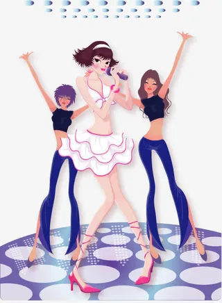 舞台上的女孩矢量图免抠