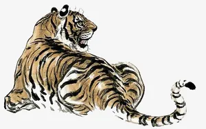 国画老虎免抠
