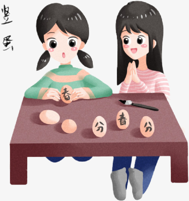 女孩春分立鸡蛋免抠