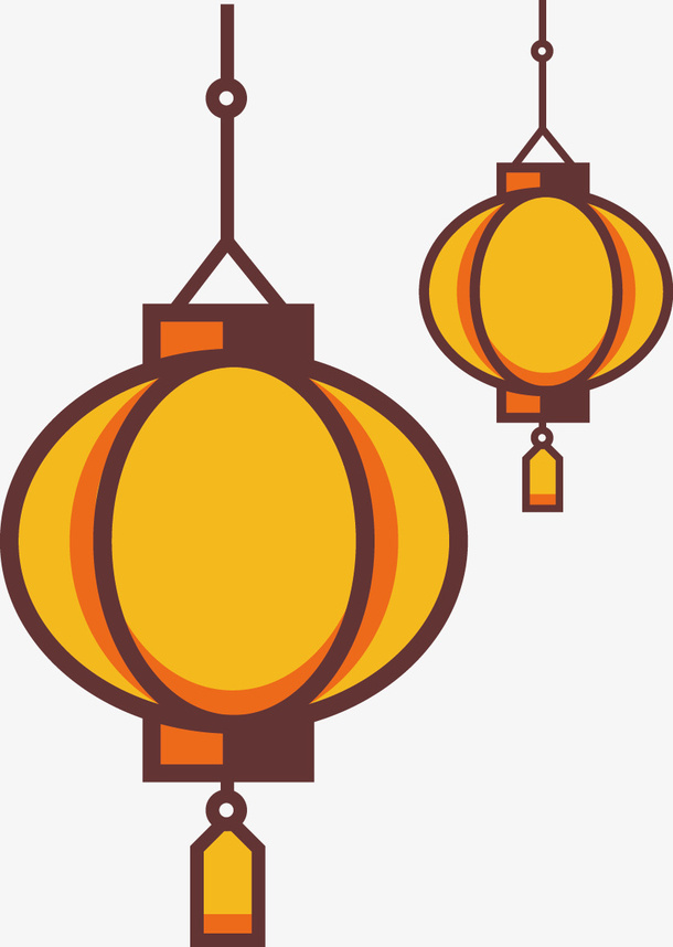 手绘黄色灯笼免抠