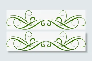 手绘绿色花纹底纹免抠