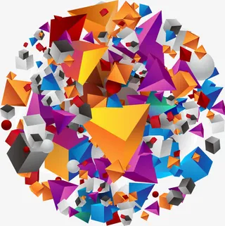 球状彩色立体图案拼接矢量素材免抠