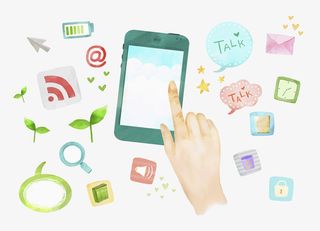 使用手机水彩插画免抠