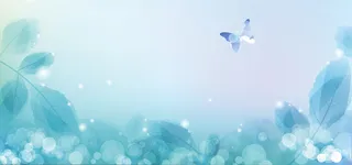 青色梦幻树叶蝴蝶背景高清