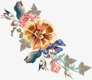 卡通手绘水彩花朵免抠