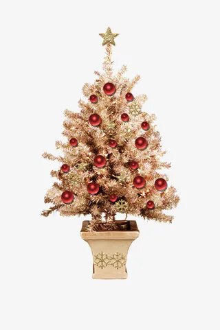 时尚圣诞树红色彩球双旦礼遇季免抠