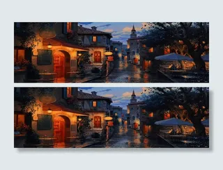 古镇夜晚背景高清