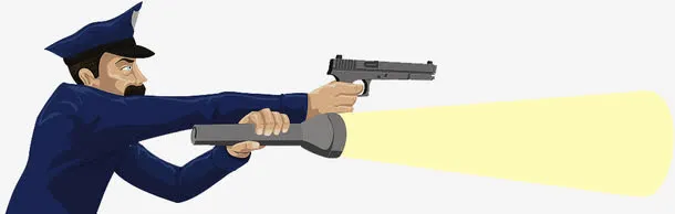 卡通插图拿着手电照明警察免抠