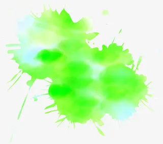 夏日海报绿色墨迹效果水彩免抠