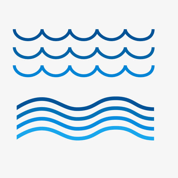 蓝色简约渐变海纹免抠