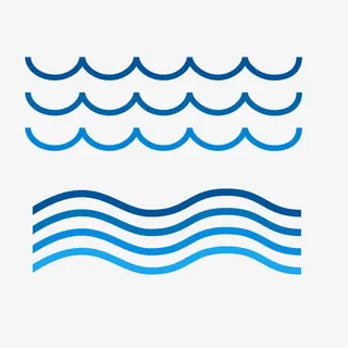 蓝色简约渐变海纹免抠