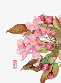 水彩粉色鲜花春天免抠