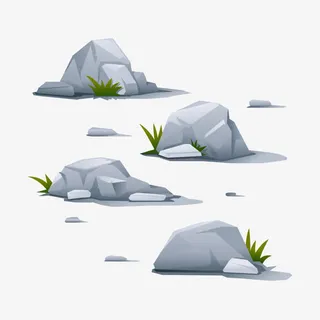 创意扁平手绘石头效果免抠