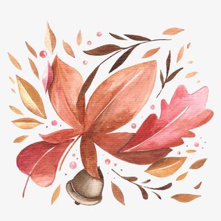 水彩绘秋季落叶矢量图免抠