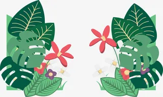 热带棕榈叶标题框免抠