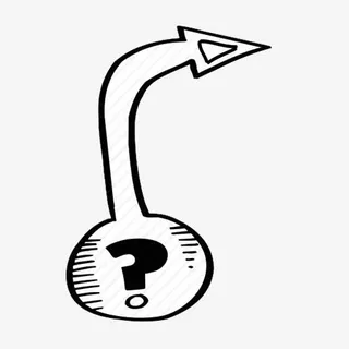 手绘问好弯曲箭头免抠