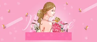 38妇女节渐变几何手绘浪漫粉banner高清