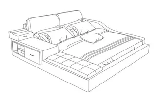 简笔画双人床图片免抠