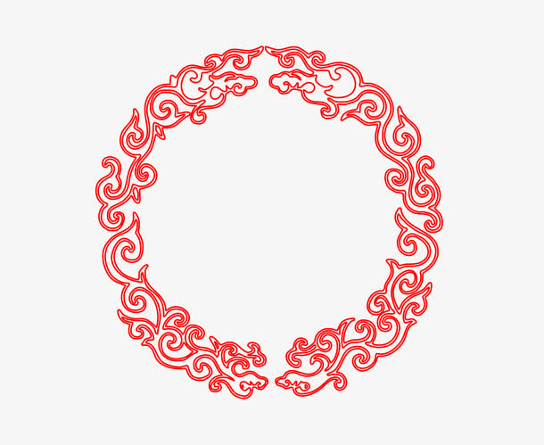 传统中式花纹圆形边框PNG图片免抠