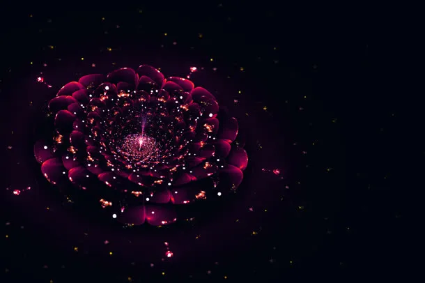 紫色梦幻光效花朵壁纸免抠