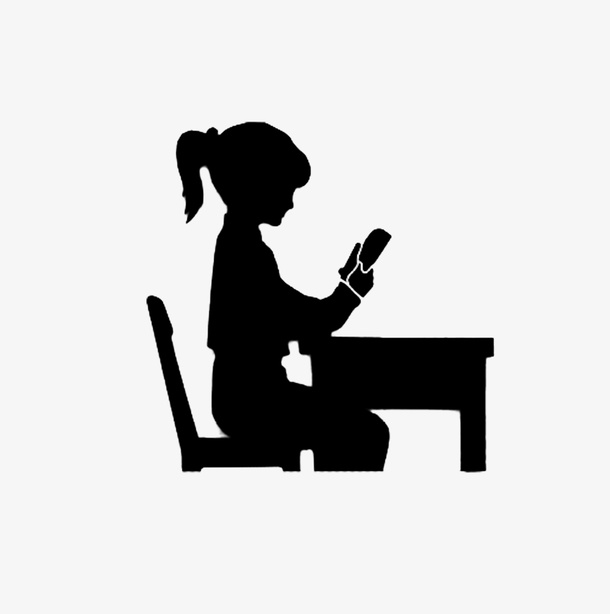 读书的学生剪影免抠