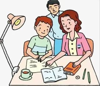 父母辅导写作业免抠